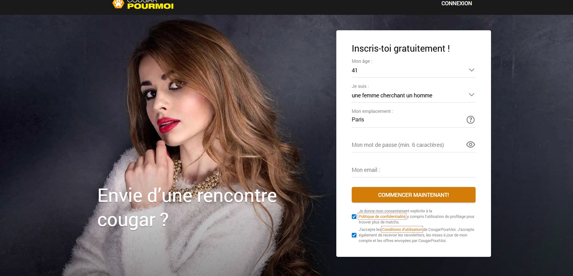 Cougar pour moi accueil