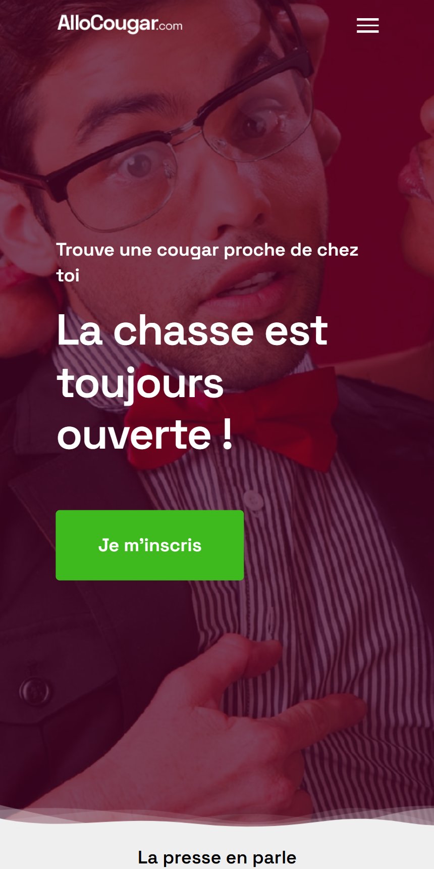 La page d'accueil d'Allo Cougar