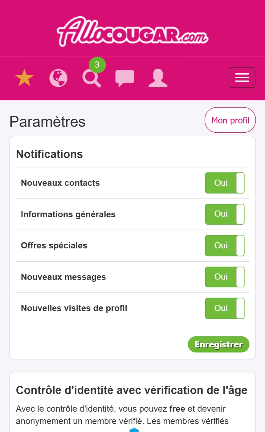 Les paramètres Allo Cougar