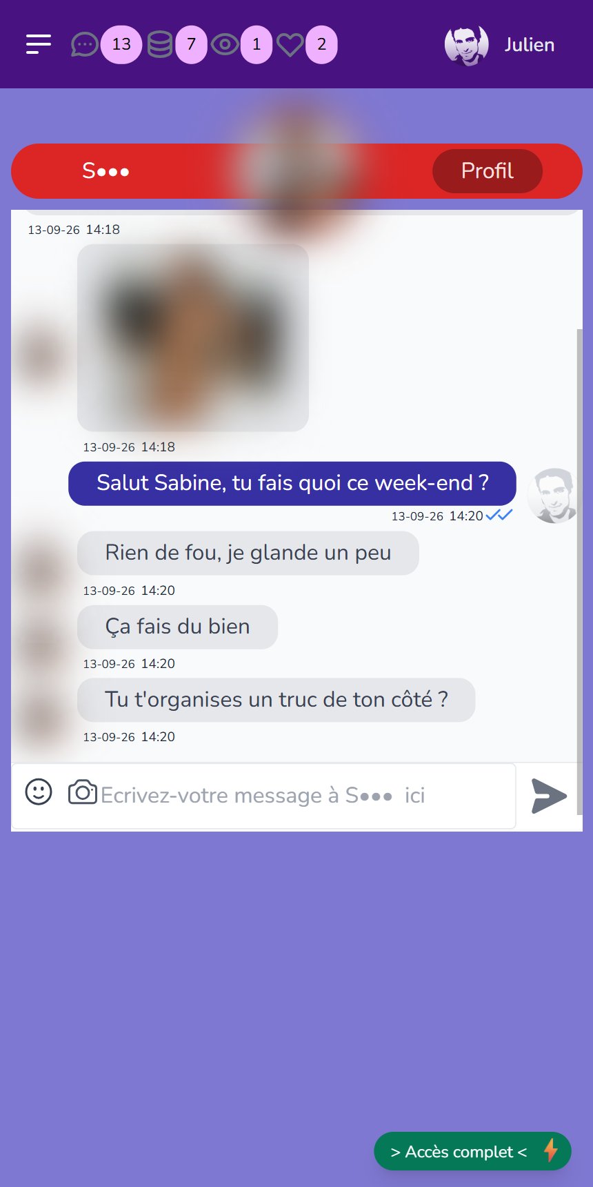 La messagerie : 160 caractères et 3 crédits Cougar Diva
